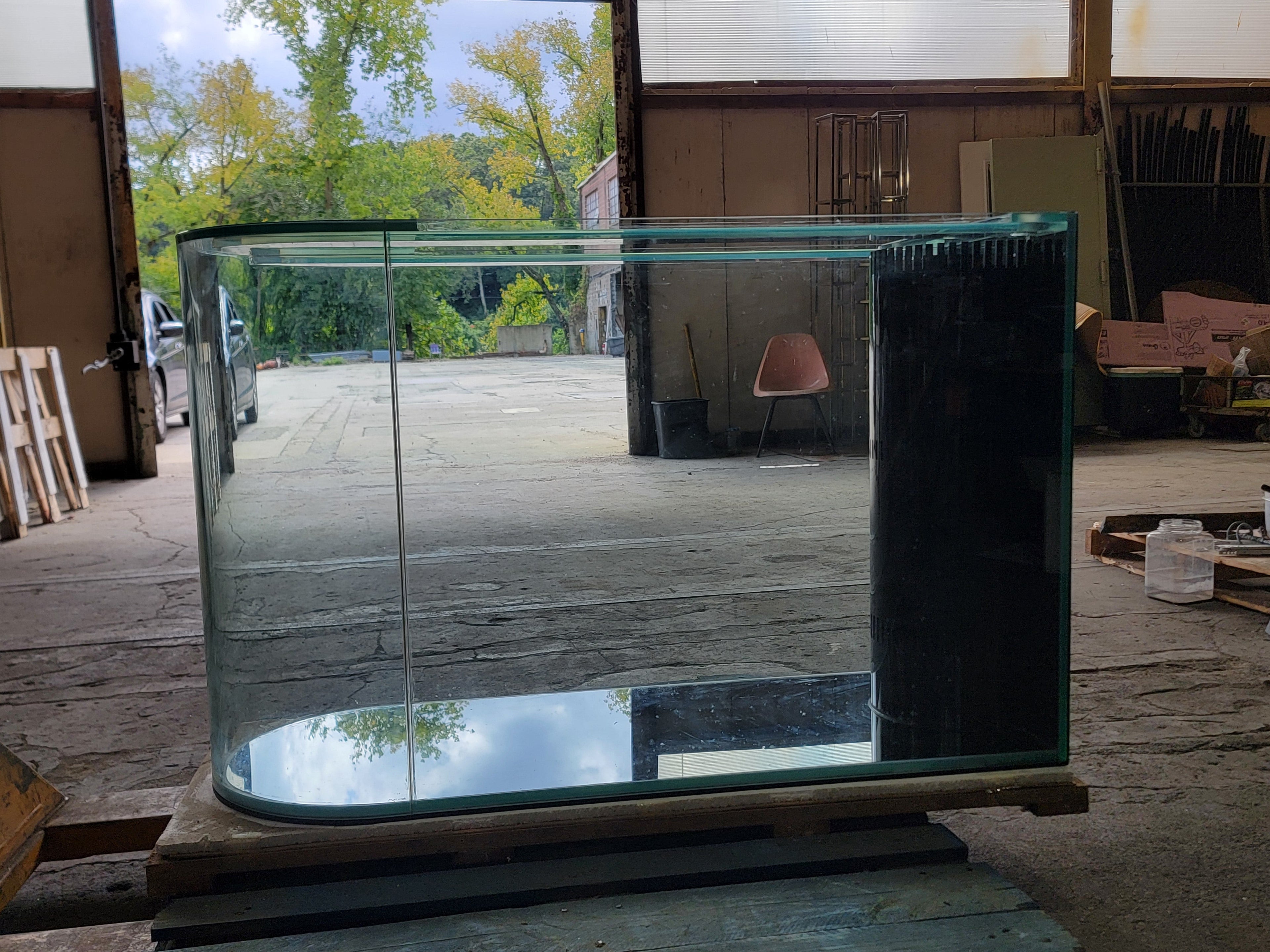 120 Gallon U-Shape Bullnose Peninsula Divider Glass Aquarium Reef-Ready in Rose Cherry Real Wood Furniture by Northeast Aquariums LLC