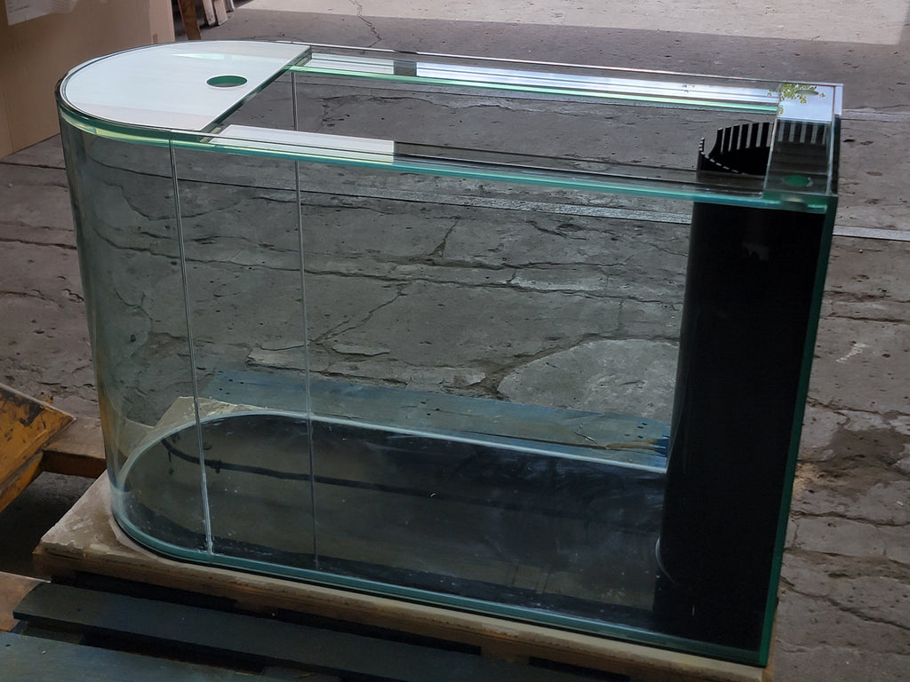 120 Gallon U-Shape Bullnose Peninsula Divider Glass Aquarium Reef-Ready in Rose Cherry Real Wood Furniture by Northeast Aquariums LLC
