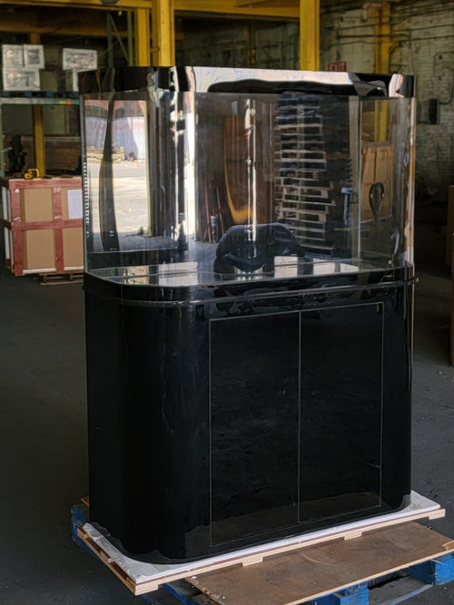 120g Curved Panoramic Flat Bowfront Glass Reef-Ready Aquarium in Gloss Black Stand by Northeast Aquariums LLC