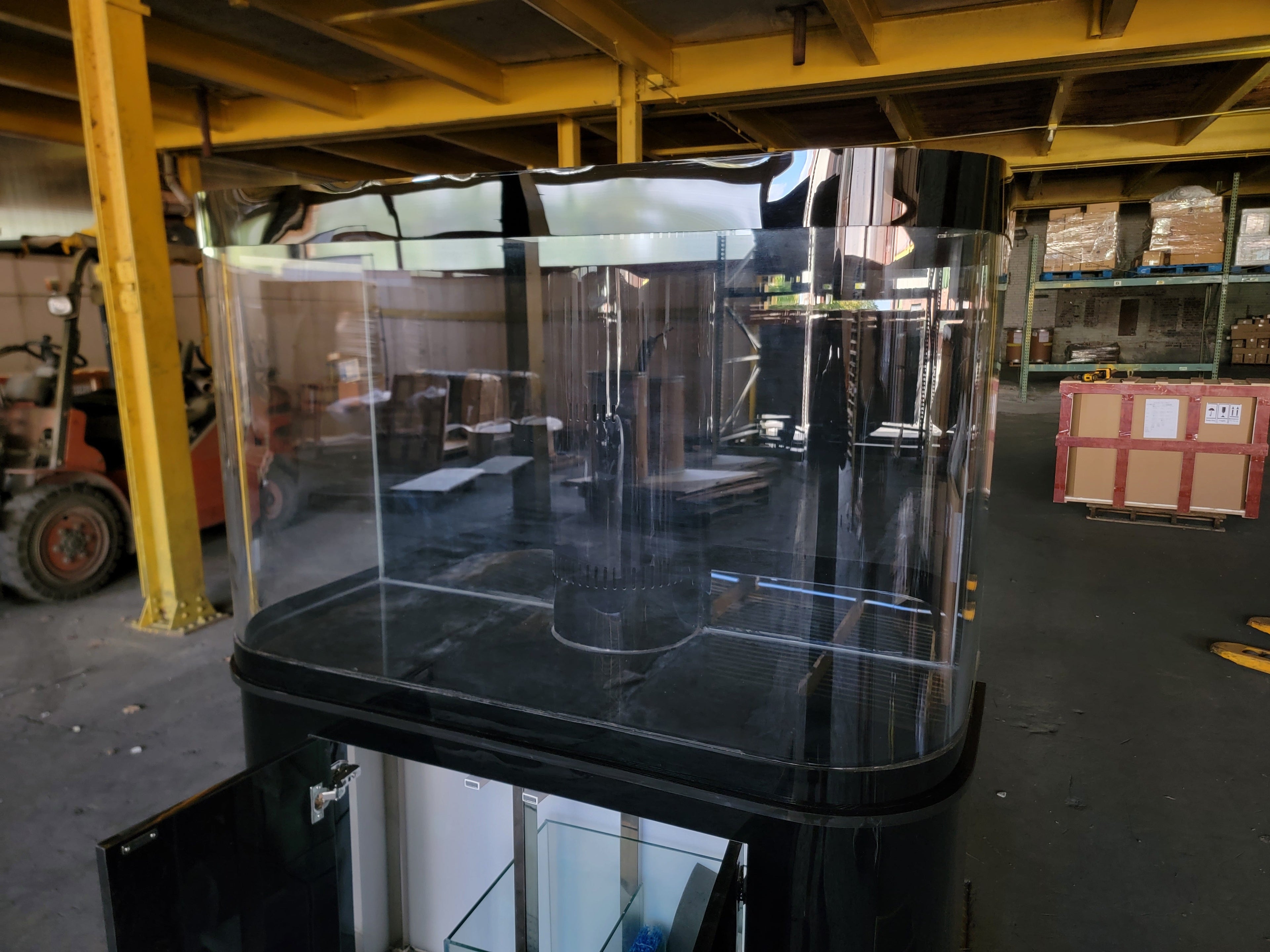 120g Curved Panoramic Flat Bowfront Glass Reef-Ready Aquarium in Gloss Black Stand