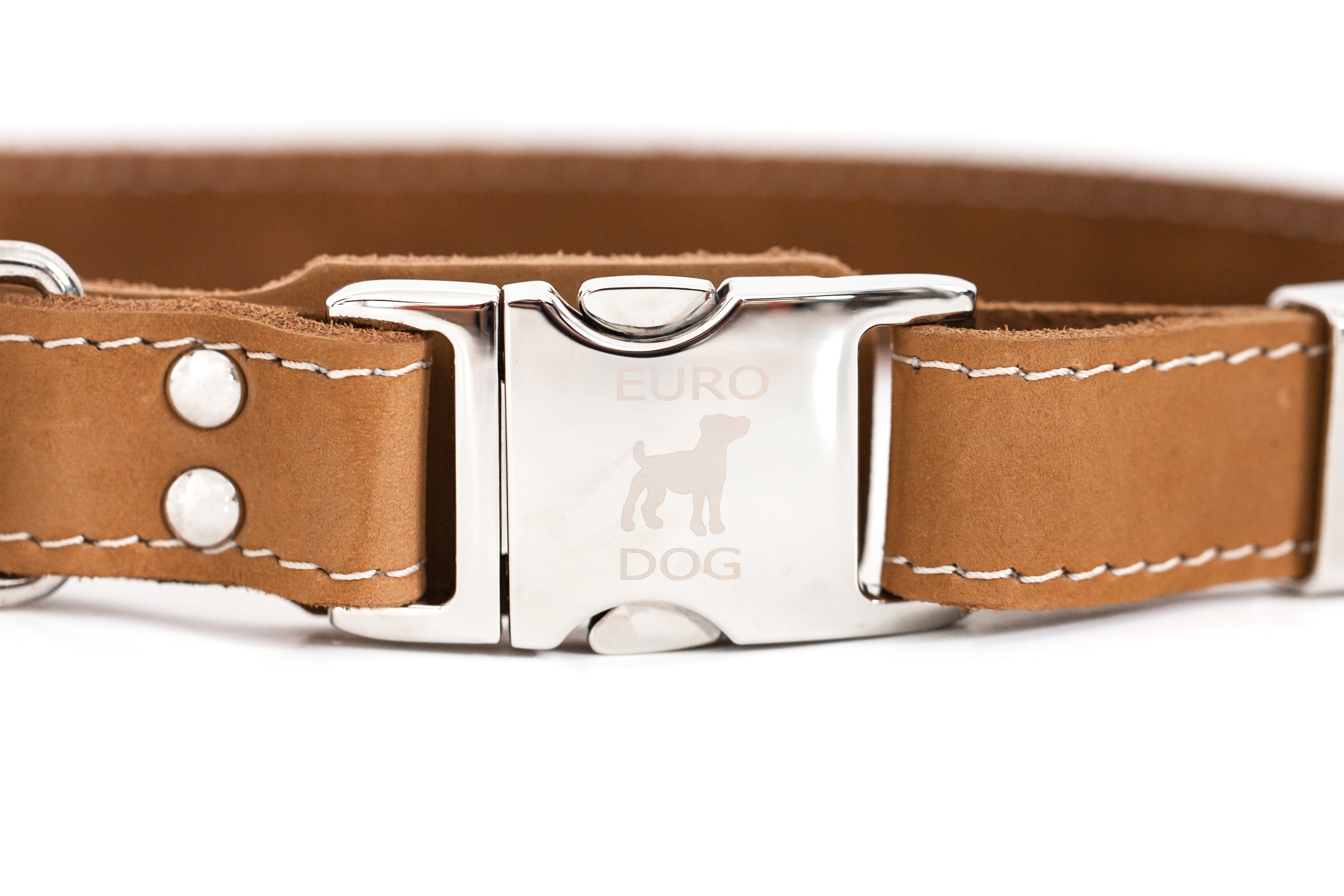 Pro Line Quick-Release Khaki Leather Dog Collar with Metal Buckle by Euro-Dog Collars and Leads