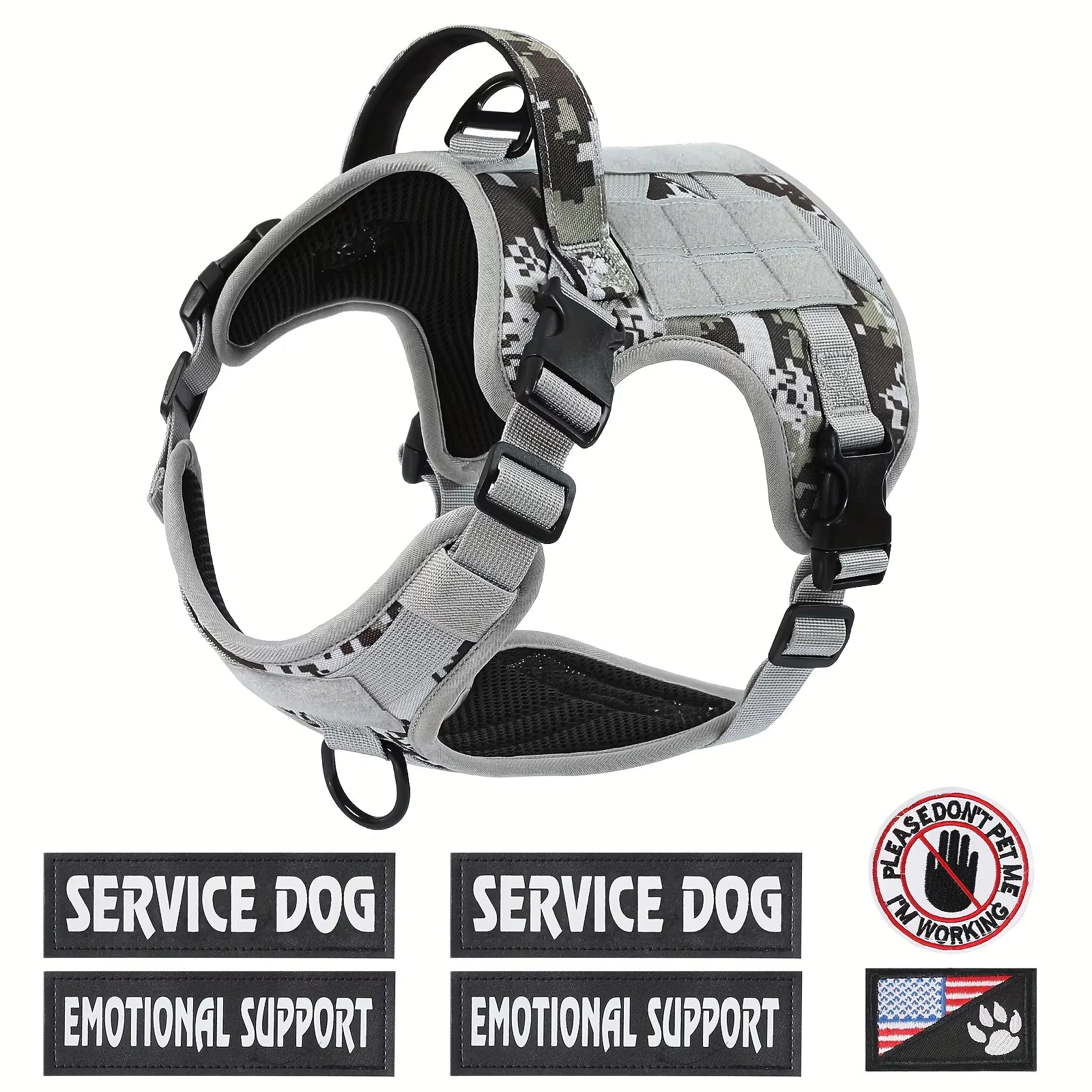 American Local Tactical Service Dog Harness Vest Adjustable Reflective Dog Harness by VetsPetStore