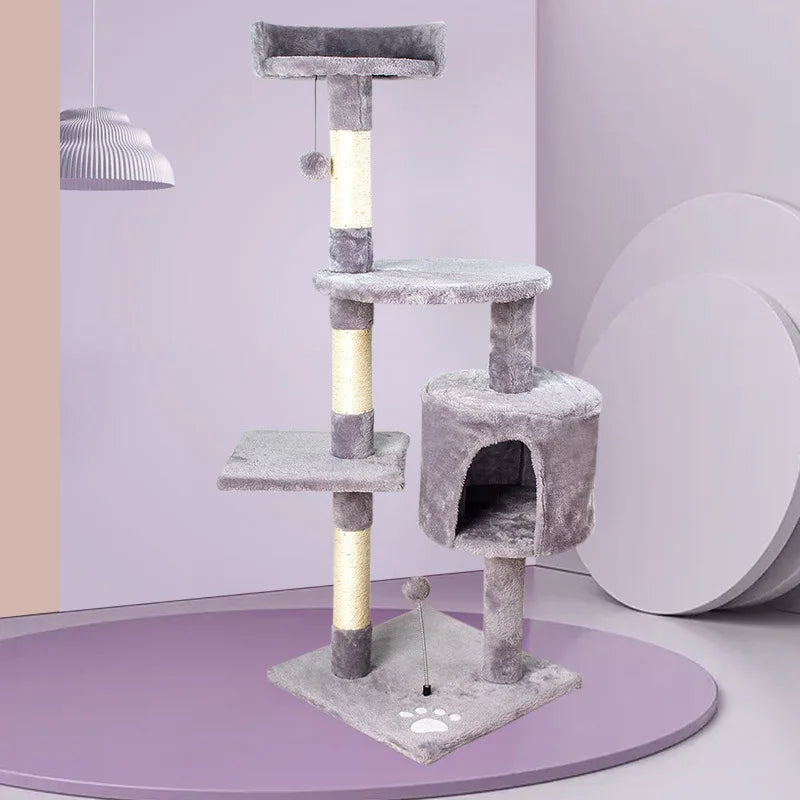 Soft Plush Fabric Cat Tree House 4 Tier Tower by Love My Pet