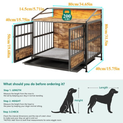 Multi-function Furniture Style Dog Crates With Storage, Dog Crate Furniture Large Wooden Dog Kennel With Double Doors, For Large Medium Dog Indoor, Brown by VetsPetStore