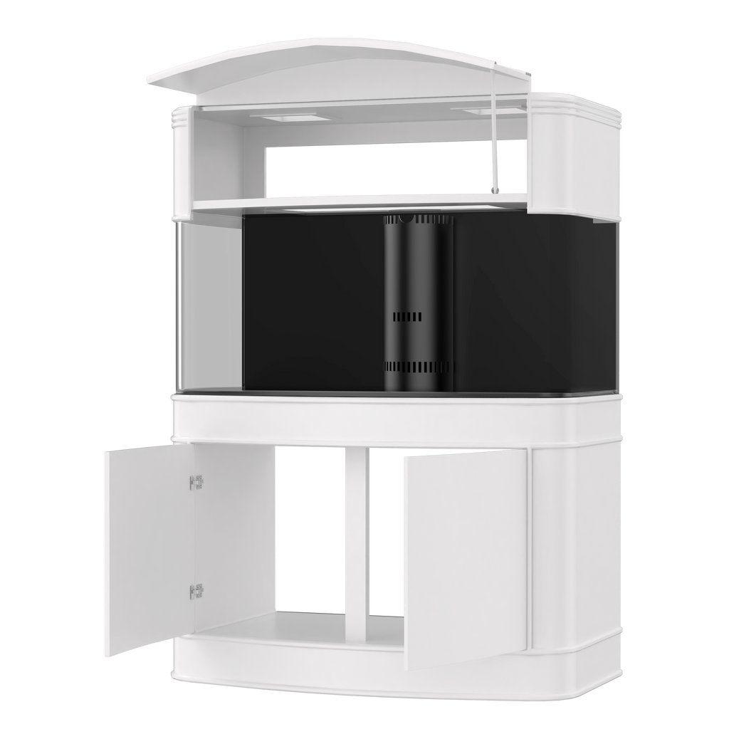 SLEEK 215 Gallon Seamless Glass Bowfront Reef-Ready Aquarium in Black Real Wood Furniture by Northeast Aquariums LLC