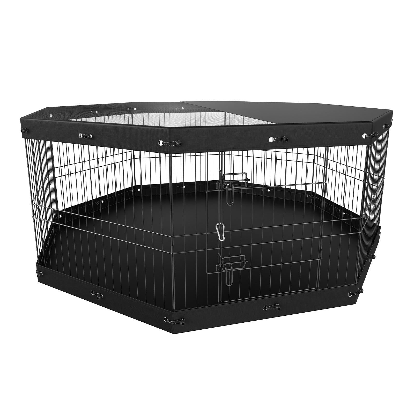 Dog Playpen, 8 Panels Foldable Metal Dog Exercise Pen With Top Cover And Bottom Pad, 24in H by VetsPetStore