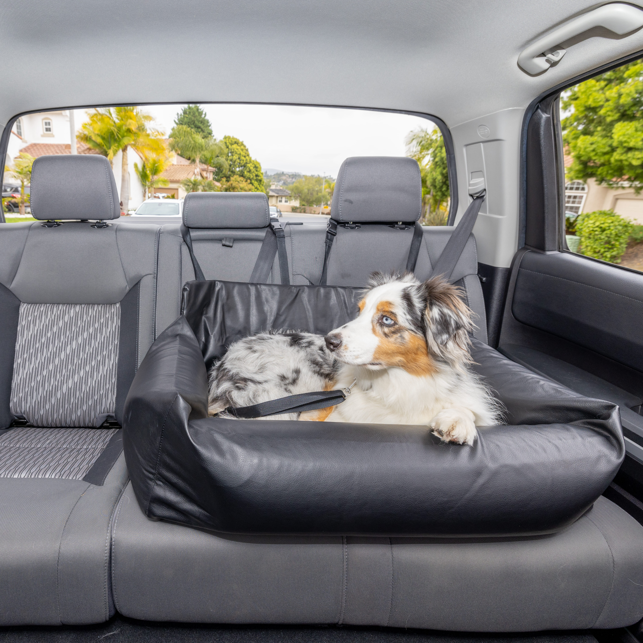 PupProtector™ Faux Leather Memory Foam Dog Car Bed - Black by Paw.com