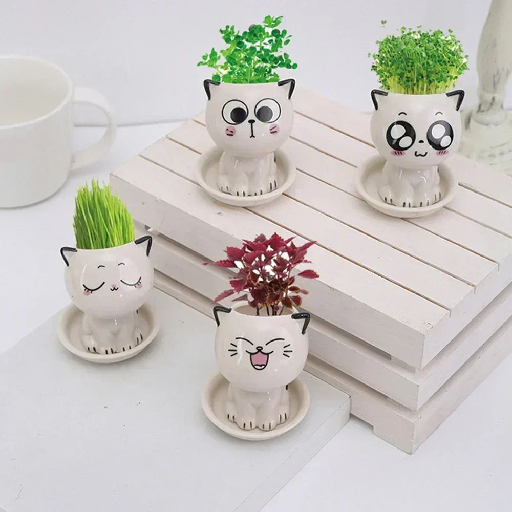 Ceramic Cat Shaped Cartoon Plant Pot by Love My Pet