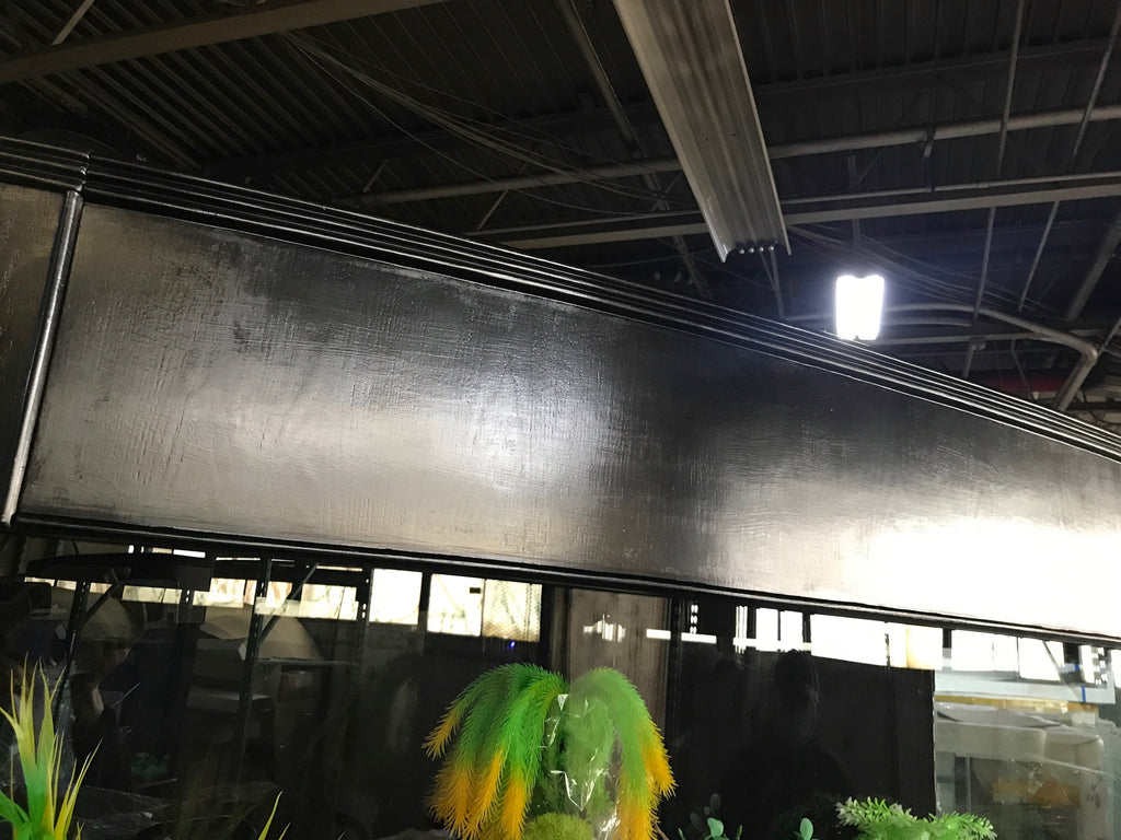 SLEEK 215 Gallon Seamless Glass Bowfront Reef-Ready Aquarium in Black Real Wood Furniture by Northeast Aquariums LLC
