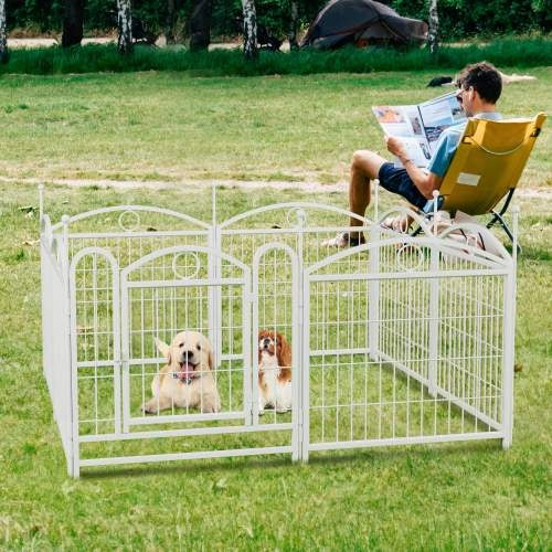 Dog Playpen Indoor 24 Inch 8 Panel Metal Dog Playpen by Love My Pet