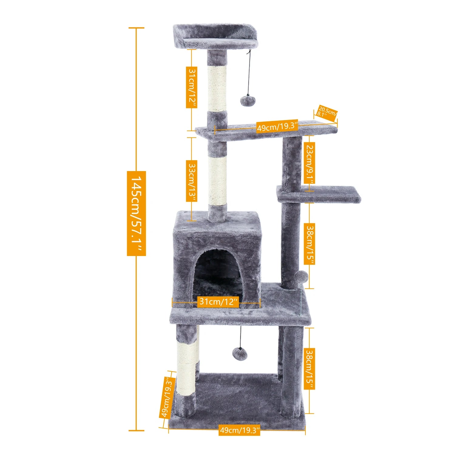 Cat Tree House with Hanging Ball Cat Condos by Love My Pet