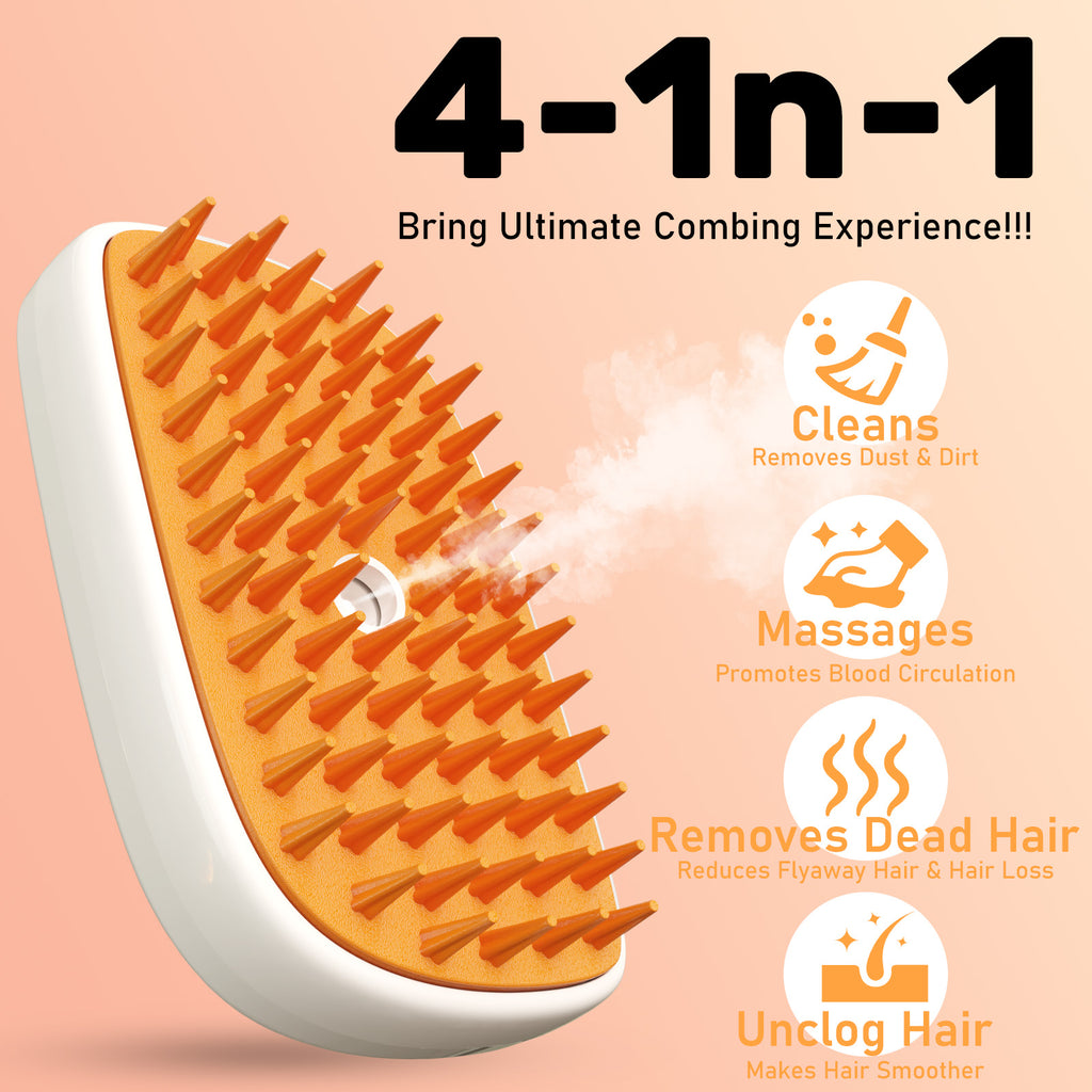 4 In 1 Cat Steam Brush, Anti Static Shedding Spray Comb, Hair Removal, Mist Indoor Steamy Grooming Brush For Dog.