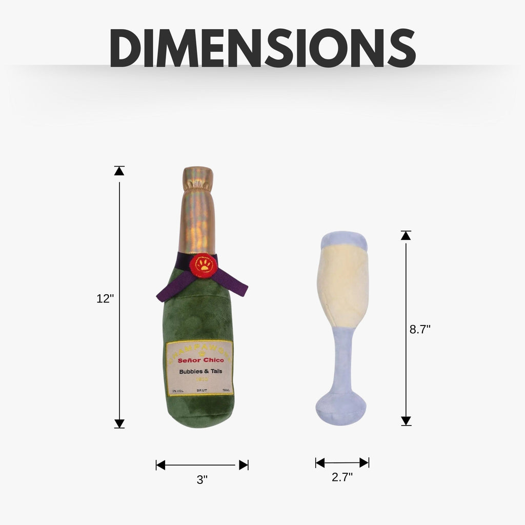 Champawgne-Cheers Plush Dog Toy Gift Set – with Squeaker & Crinkle Paper