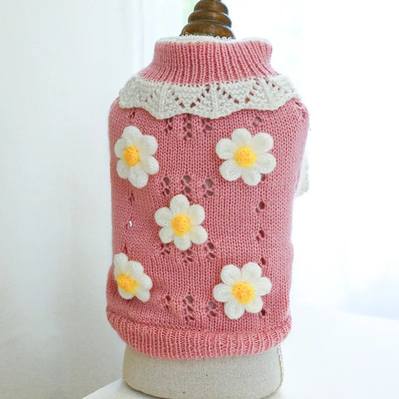 Pet Warm Sweater With Flowers