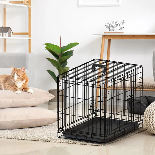 30-inch Black Wire Dog Cage Double Lock Mechanism Double Door Single Handle Single Bolt by Amazing Pet Bargains