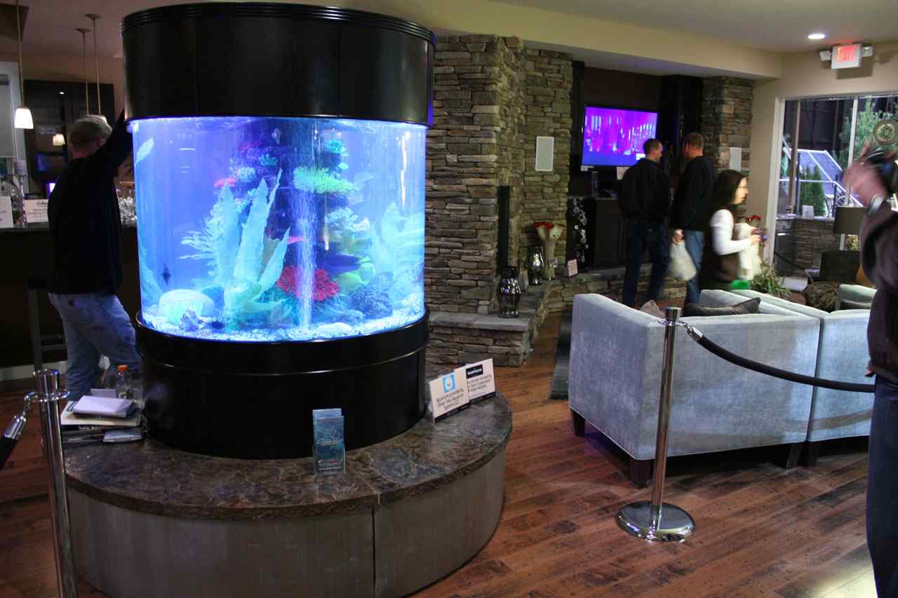280g GLASS Cylinder Reef-Ready 48"x48"x36"H in Abyss Black Display Model by AQUA VIM