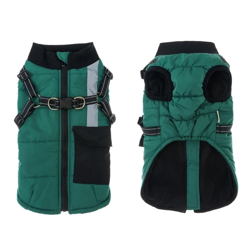 Winter Warm Dog Clothes With Harness, Windproof Pet Vest by Love My Pet