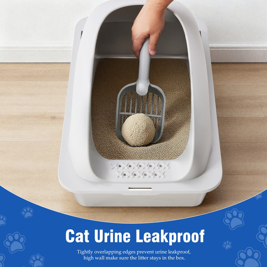 Stainless Steel Cat Litter Box With Lid, Large Cat Litter Box For Big Cats, Scoop And Mat Included by VetsPetStore