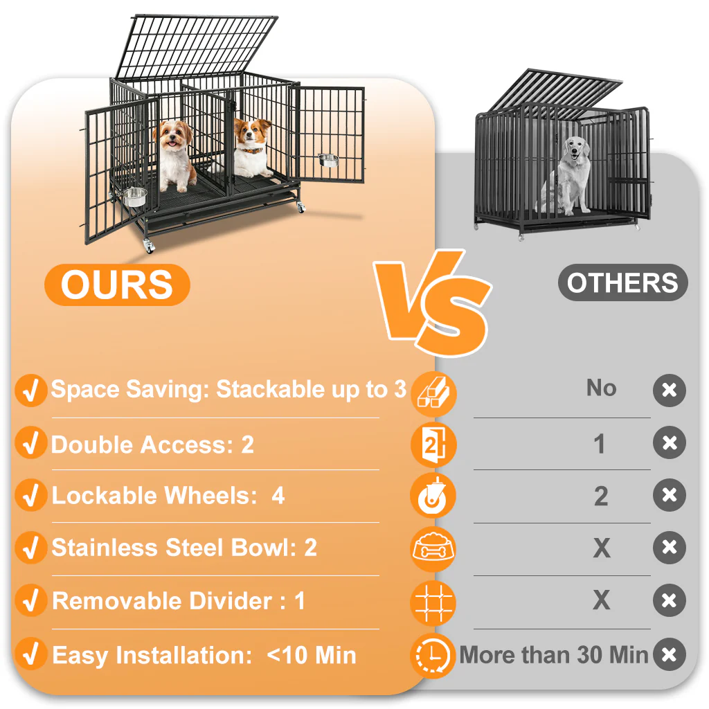 42" Stackable Dog Crate 43T+WHLP02 by Homey Pet Official