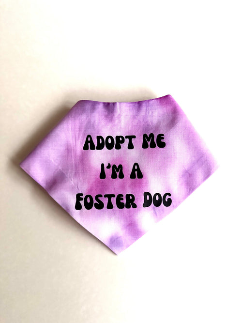 Adopt Me I'm A Foster Tie Dye Dog Bandana New Arrival by Happy Tails Outfitters