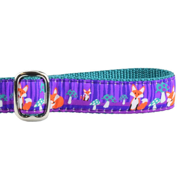 1″ Nocturnal – Fox and Mushroom Ribbon Dog Leash by 2 Hounds Design