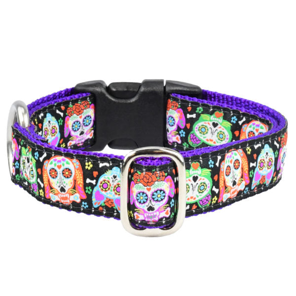 1″ XOLO – Sugar Skull Essential Buckle Martingale Dog Collar by 2 Hounds Design