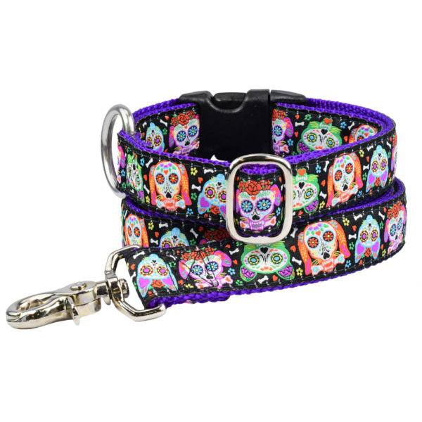 1″ XOLO – Sugar Skull Essential Buckle Martingale Dog Collar by 2 Hounds Design