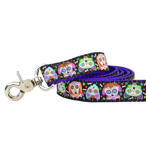 1″ XOLO – Sugar Skull Ribbon Dog Leash by 2 Hounds Design
