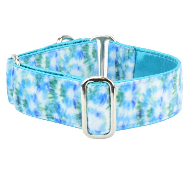 Teal Tie-Dye Swiss Velvet Martingale Dog Collar by 2 Hounds Design