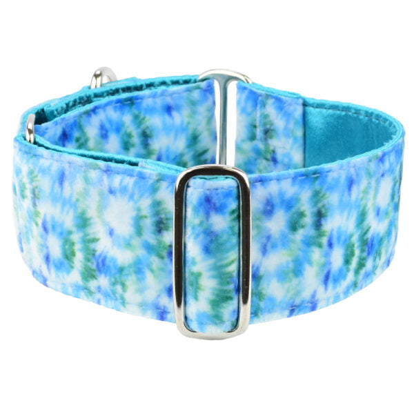 Teal Tie-Dye Swiss Velvet Martingale Dog Collar by 2 Hounds Design