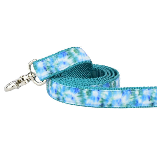 Teal Tie-Dye Velvet Dog Leash by 2 Hounds Design