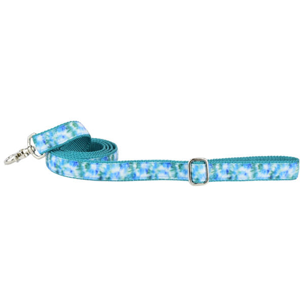 Teal Tie-Dye Velvet Dog Leash by 2 Hounds Design