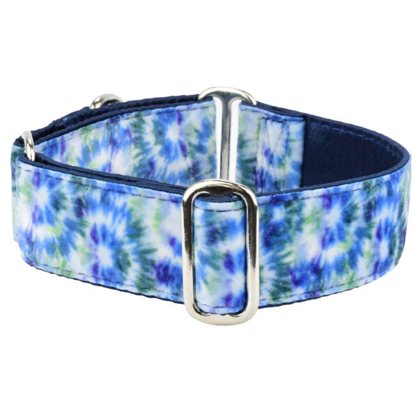 Navy Tie-Dye Elite Velvet Martingale Dog Collar by 2 Hounds Design
