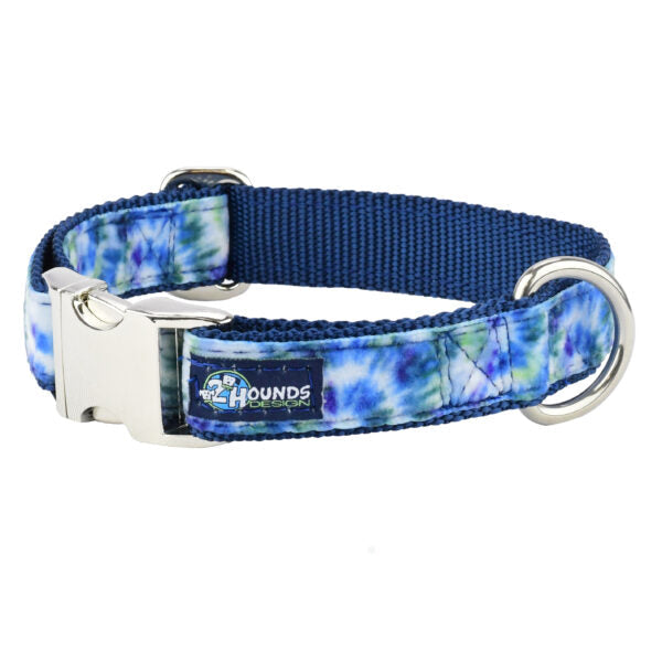 Navy Tie-Dye Velvet Essential Dog Collar by 2 Hounds Design