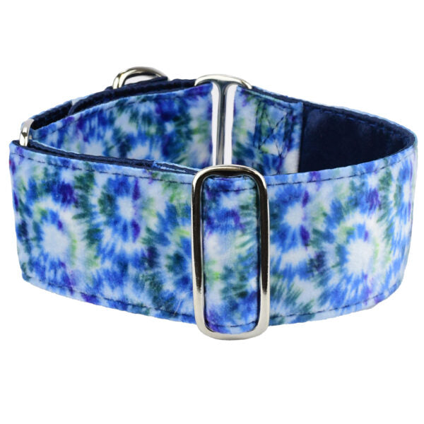 Navy Tie-Dye Elite Velvet Dog Collar by 2 Hounds Design
