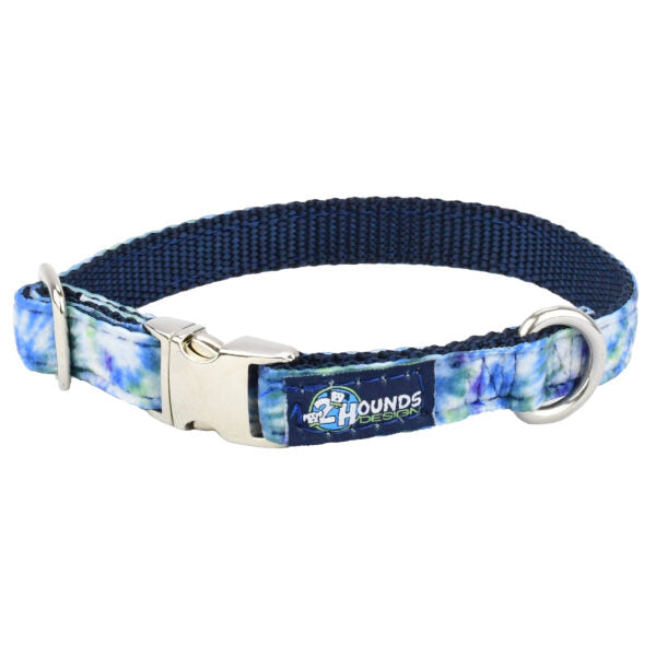 Navy Tie-Dye Velvet Essential Dog Collar by 2 Hounds Design