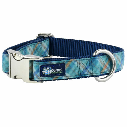 Blue Plaid Velvet Essential Martingale Dog Collar by 2 Hounds Design