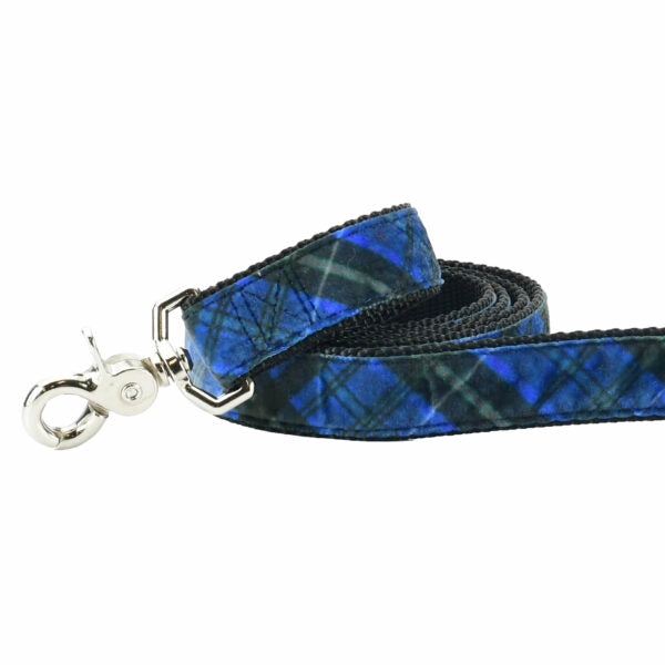 Midnight Winter Plaid Velvet Dog Leash by 2 Hounds Design
