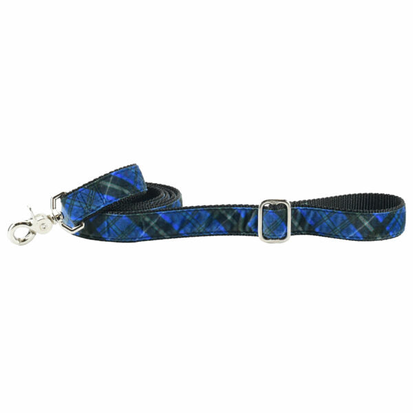Midnight Winter Plaid Velvet Dog Leash by 2 Hounds Design