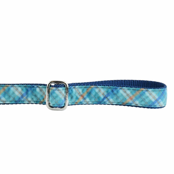 Blue Plaid Velvet Dog Leash by 2 Hounds Design