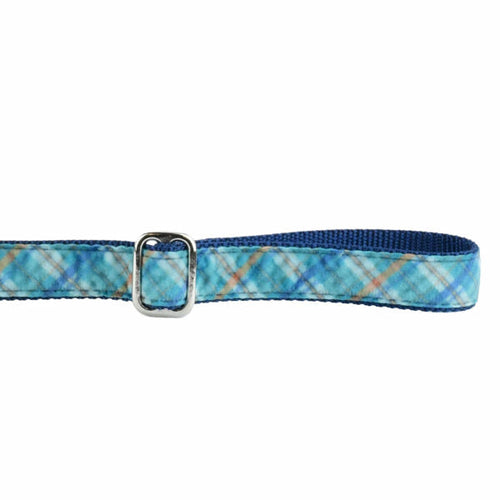 Blue Plaid Velvet Dog Leash by 2 Hounds Design