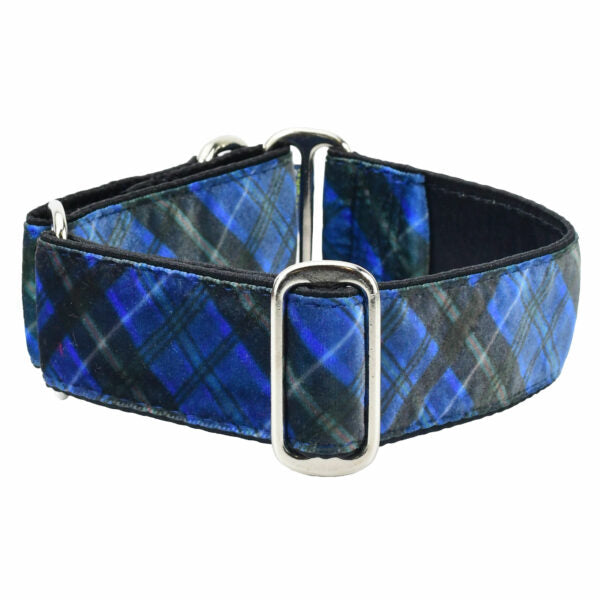 Midnight Winter Plaid Elite Velvet Dog Collar by 2 Hounds Design