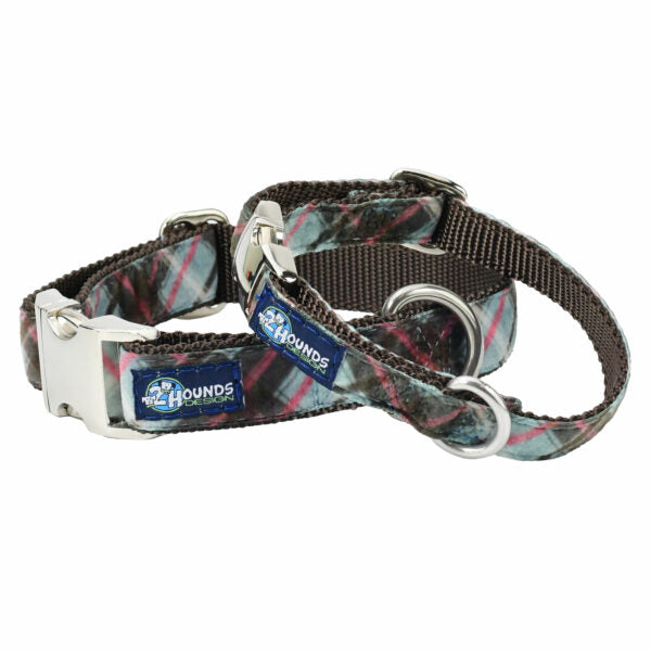 Jane’s Shirt Winter Plaid Velvet Essential Dog Collar by 2 Hounds Design