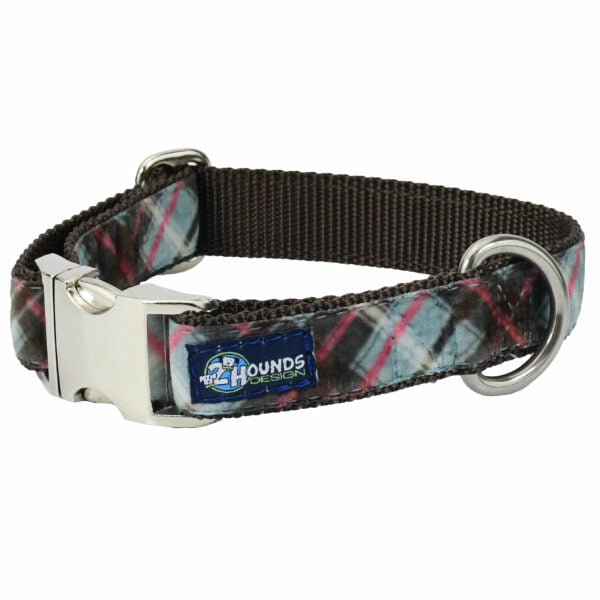 Jane’s Shirt Winter Plaid Velvet Essential Dog Collar by 2 Hounds Design