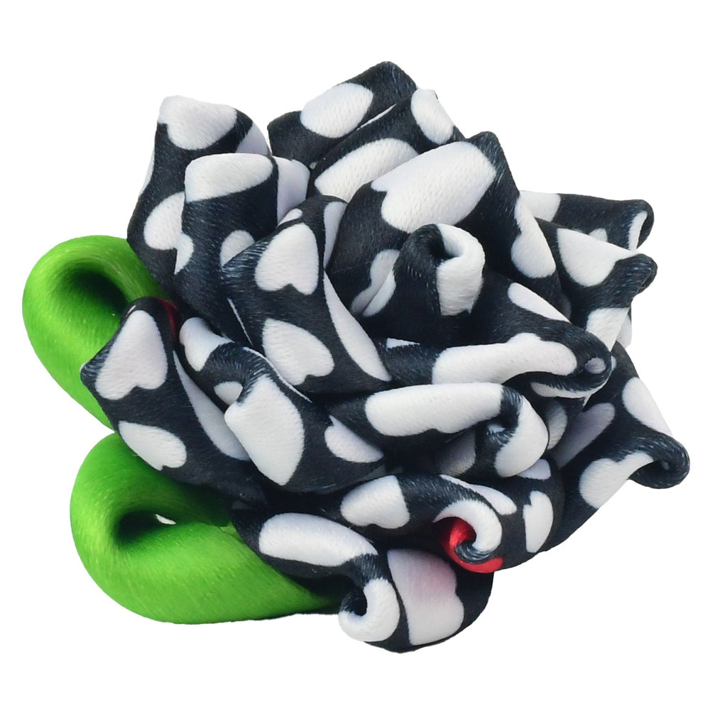 Collar Flower - Black with White Hearts by 2 Hounds Design