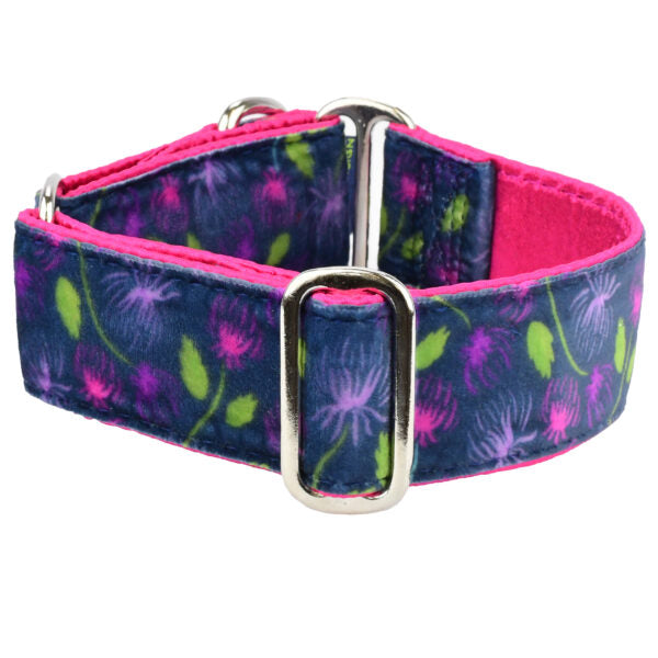 Midnight Dahlia Elite Velvet Martingale Dog Collar by 2 Hounds Design