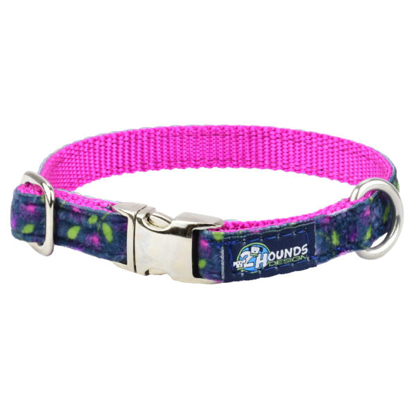Midnight Dahlia Velvet Essential Dog Collar by 2 Hounds Design