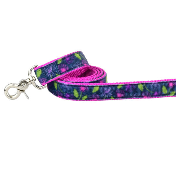 Midnight Dahlia Velvet Dog Leash by 2 Hounds Design