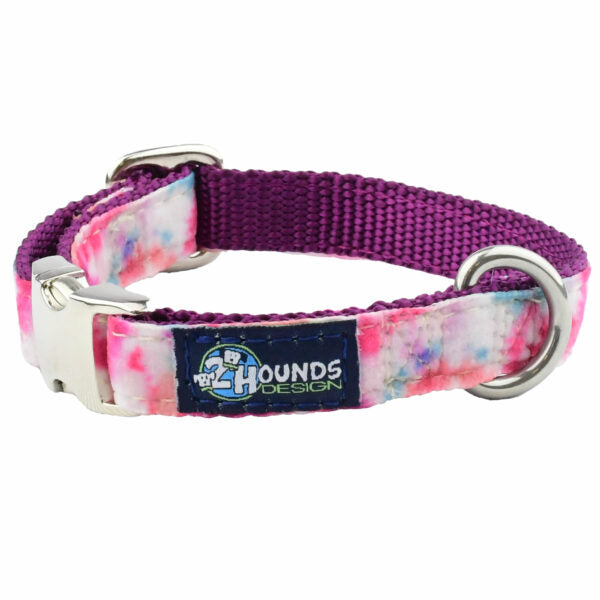 Pink Tie-Dye Velvet Essential Dog Collar by 2 Hounds Design