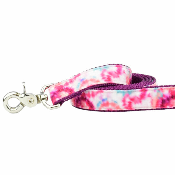 Pink Tie-Dye Velvet Dog Leash by 2 Hounds Design